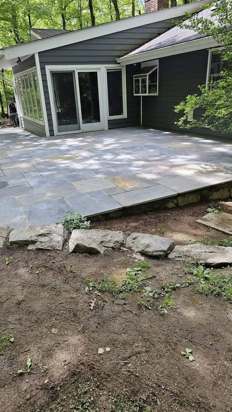 Bluestone Patio, Wooded Backyard — Chunchy's Contracting Corp, Westchester County, NY