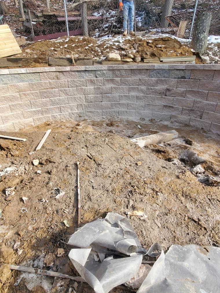 Curved Retaining Wall Under Construction — Chunchy's Contracting Corp, Westchester County, NY