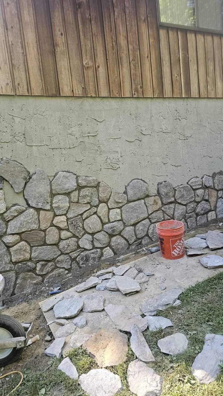 Stone Veneer Wall In Progress — Chunchy's Contracting Corp, Westchester County, NY