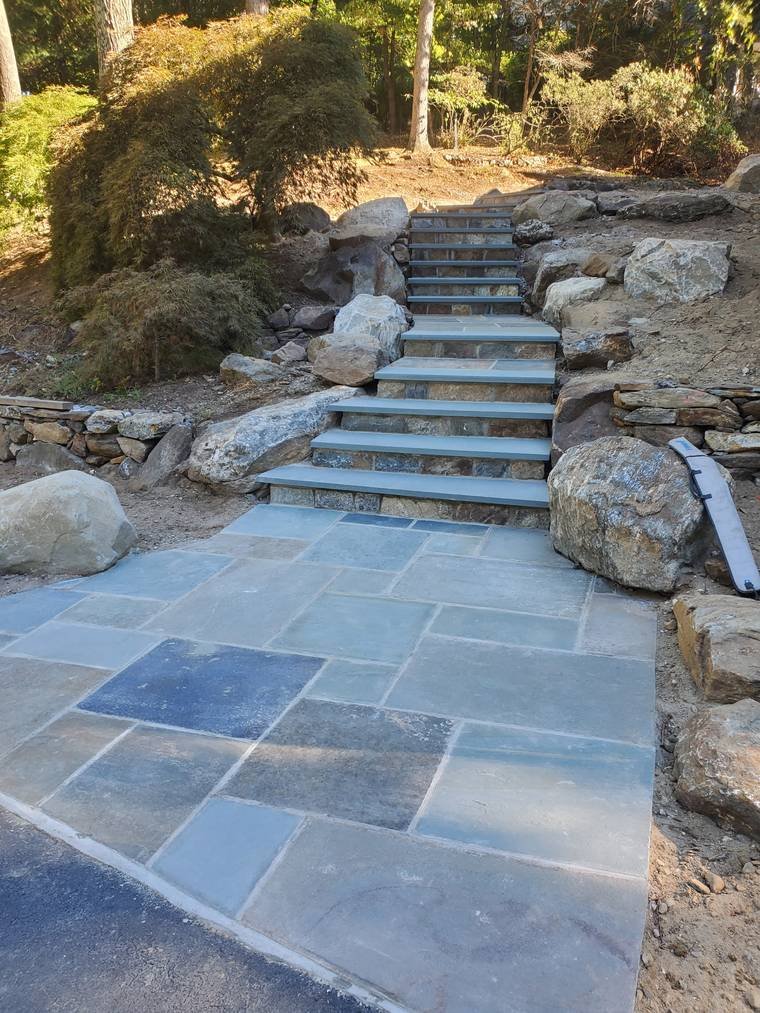 Bluestone Steps & Patio with Boulders — Chunchy's Contracting Corp, Westchester County, NY